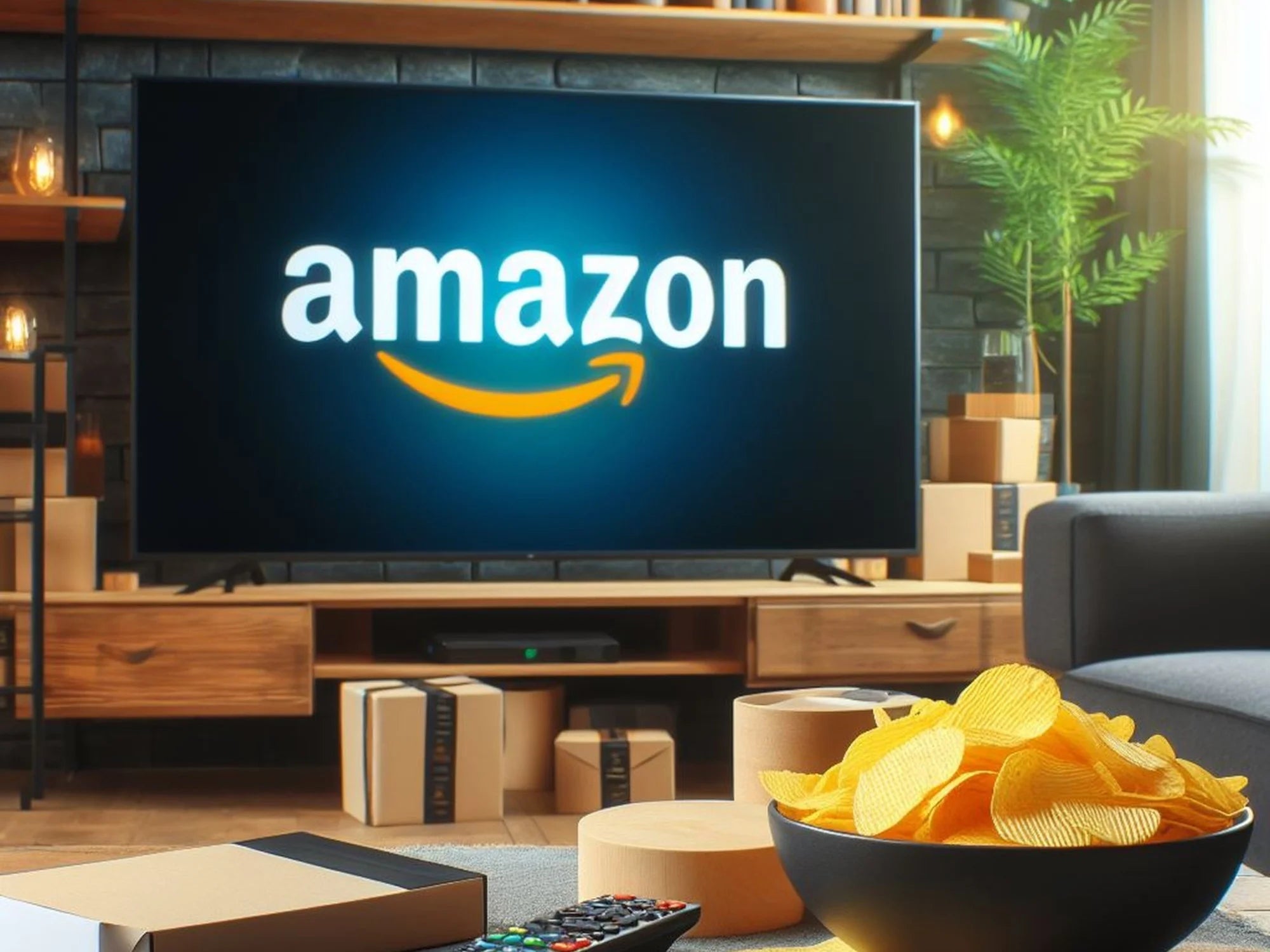 Ein Fernseher mit einem Amazon-Logo