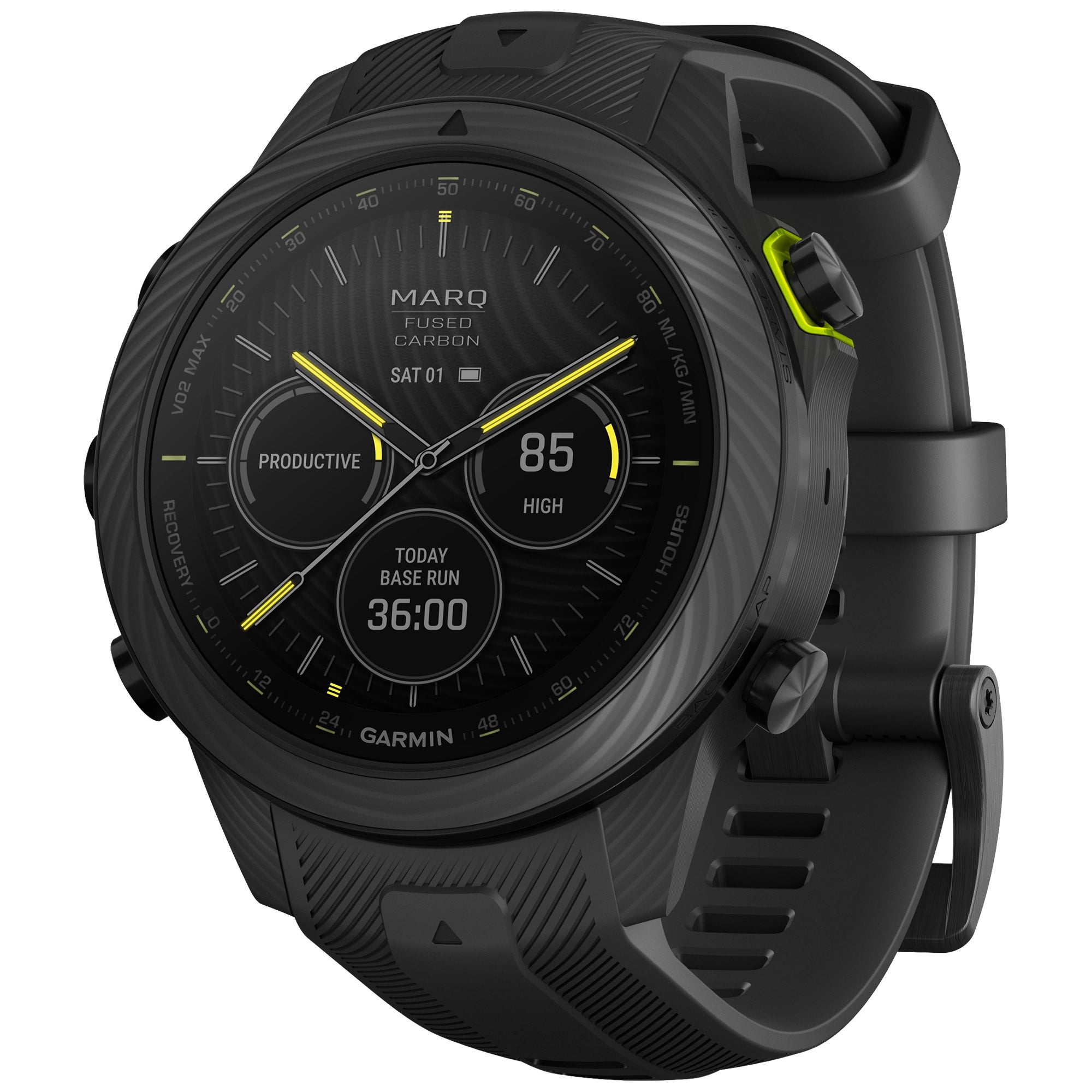 Garmin MARQ Athelete Gen2 Carbon - Seite mit Band schräg