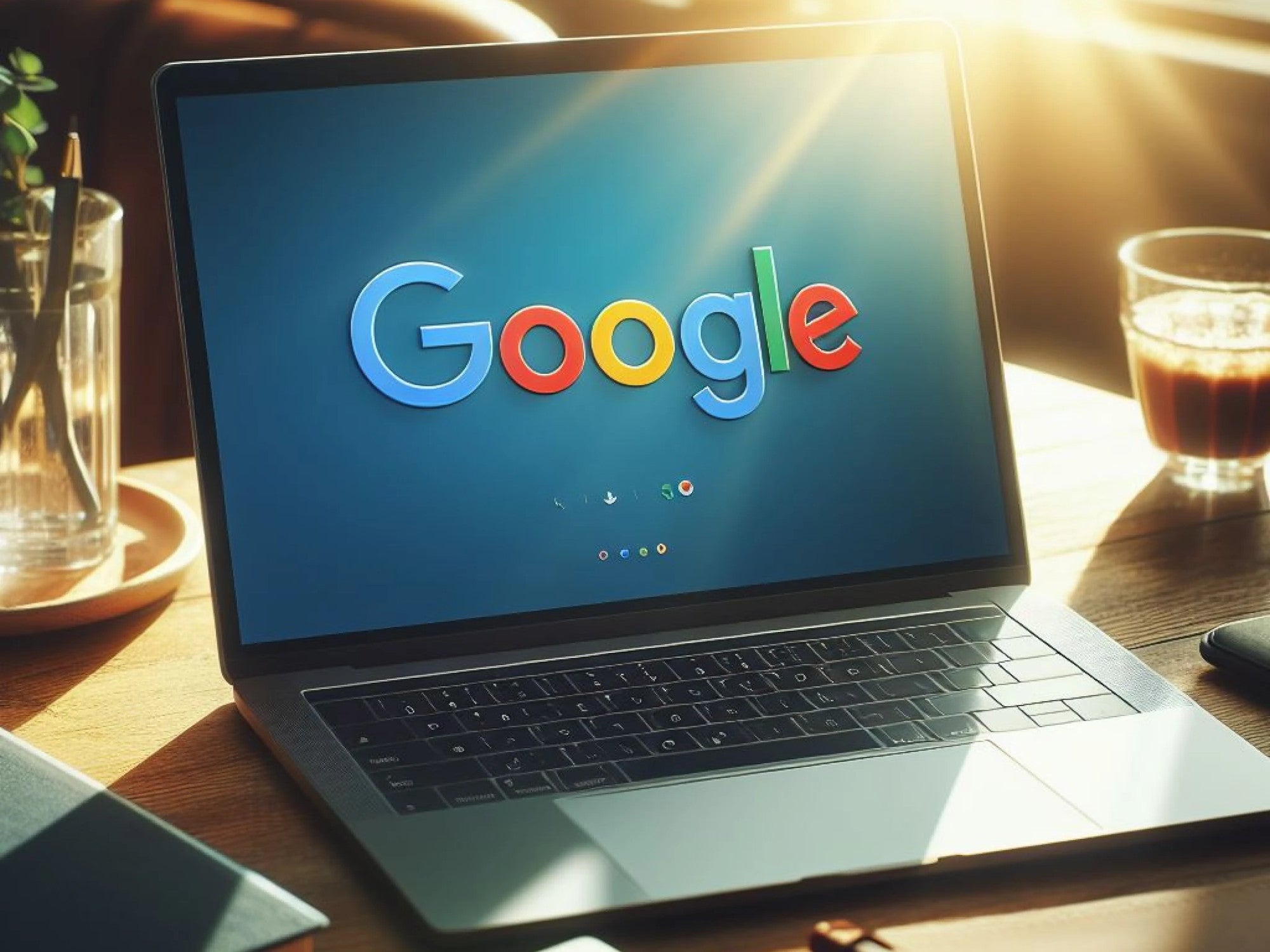 Ein Laptop mit Google-Logo