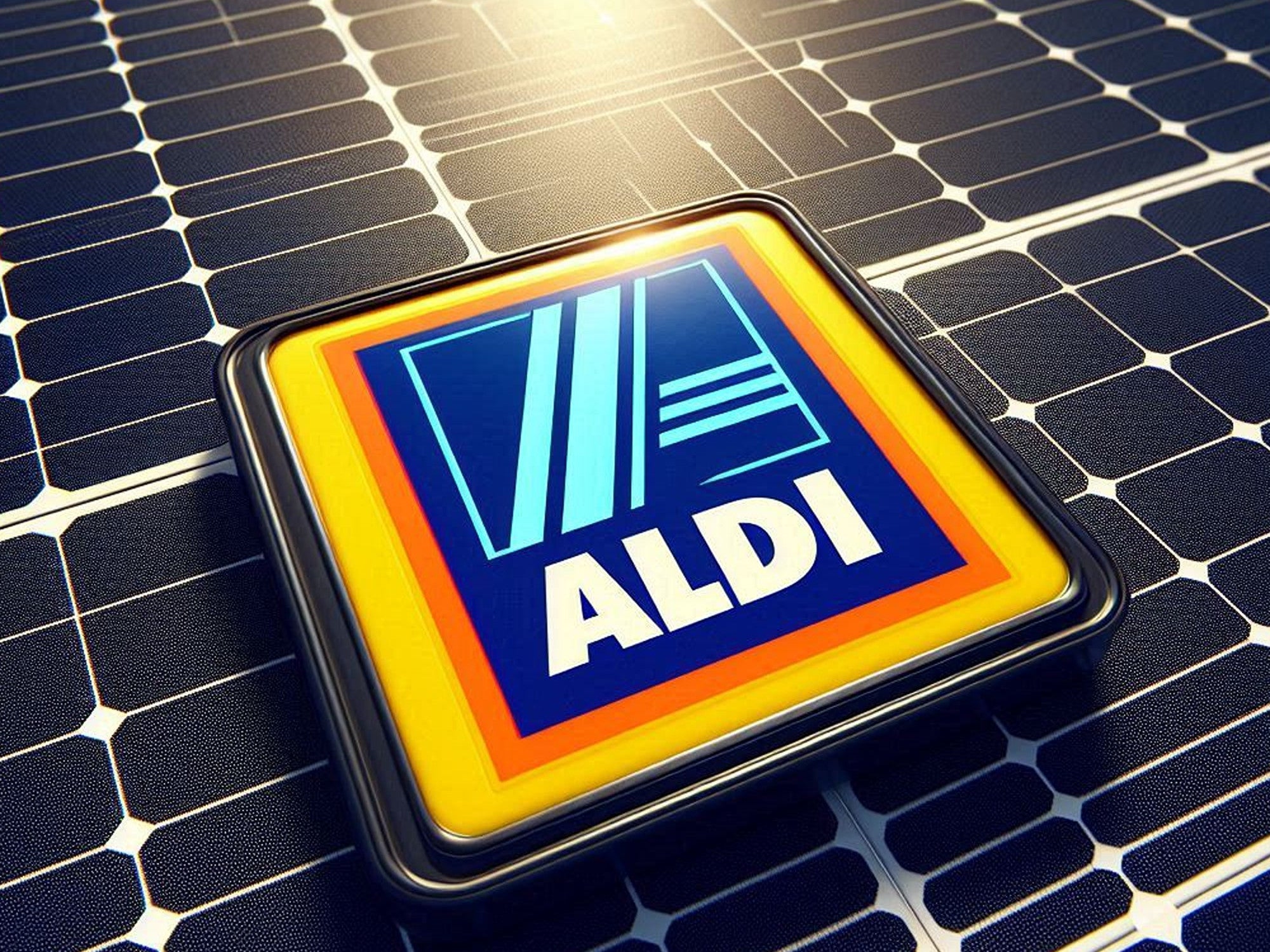 Aldi-Logo auf Solar-Panels.