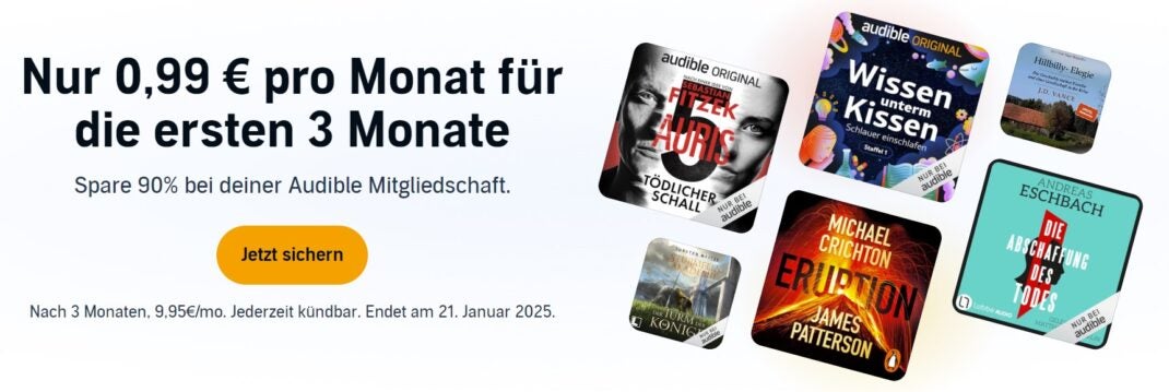 Audible 3 Monate für unter 1 Euro sichern