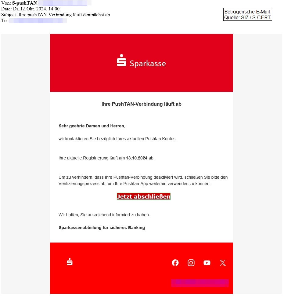 Sparkasse, E-Mail, Phishing