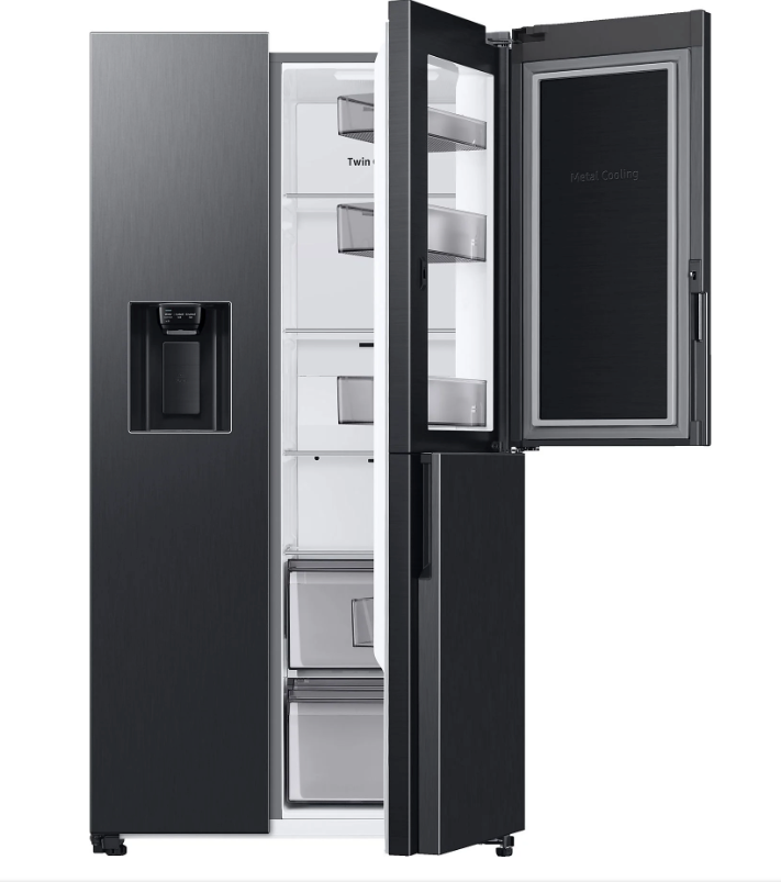 Samsung Side-by-Side-Kühlschrank in Schwarz.