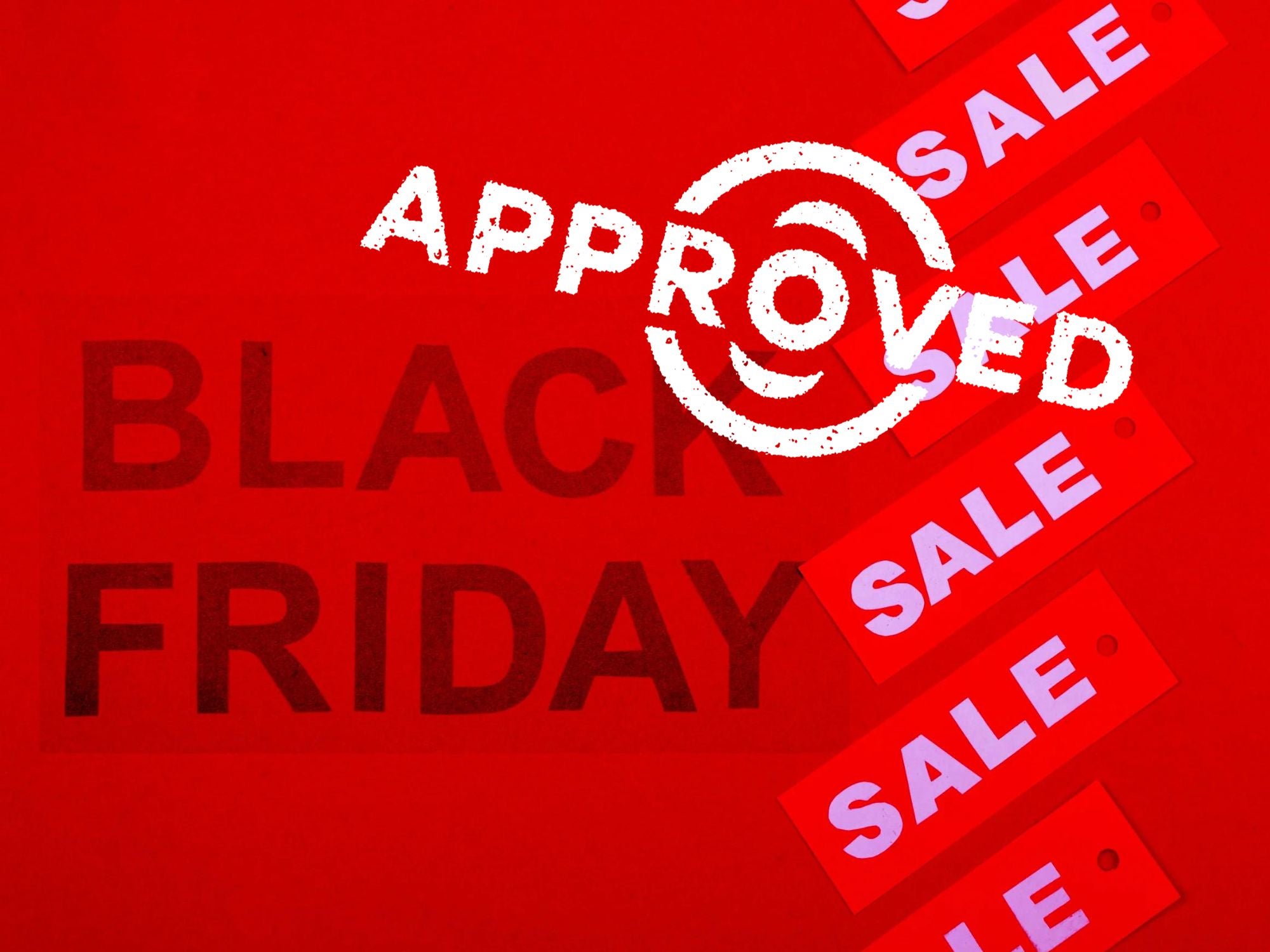 Black Friday Schriftzug mit einem Approved-Stempel im inside digital Stil.