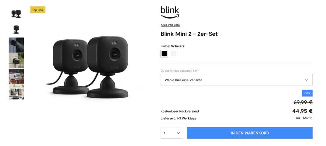 Blink Mini 2 Überwachungskameras bei tink im Duo