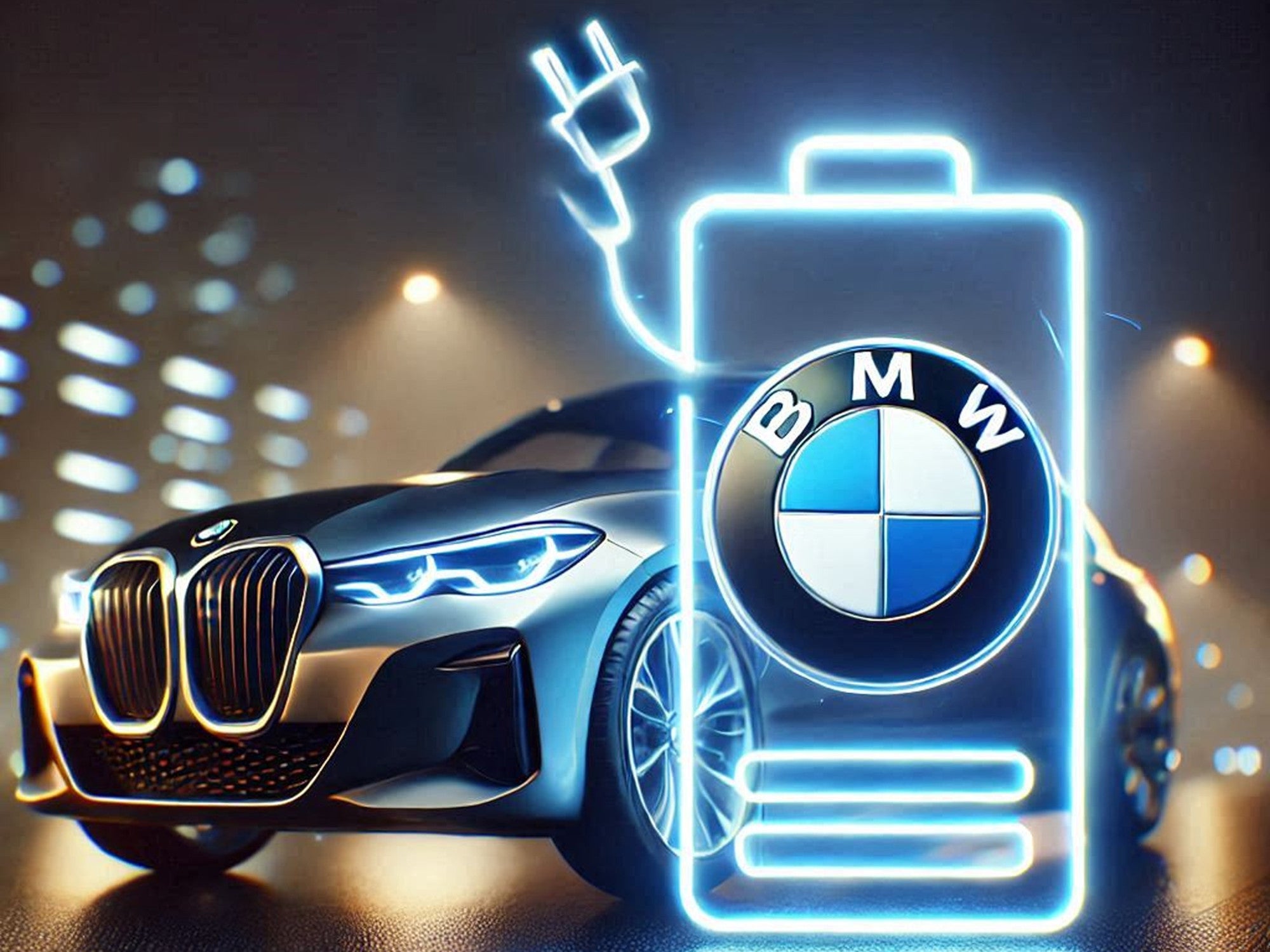 BMW hinter einem Akku-Symbol.