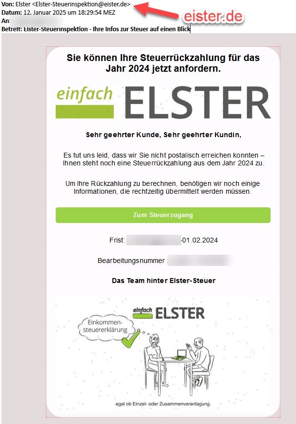 Gefälschte Elster-Mail