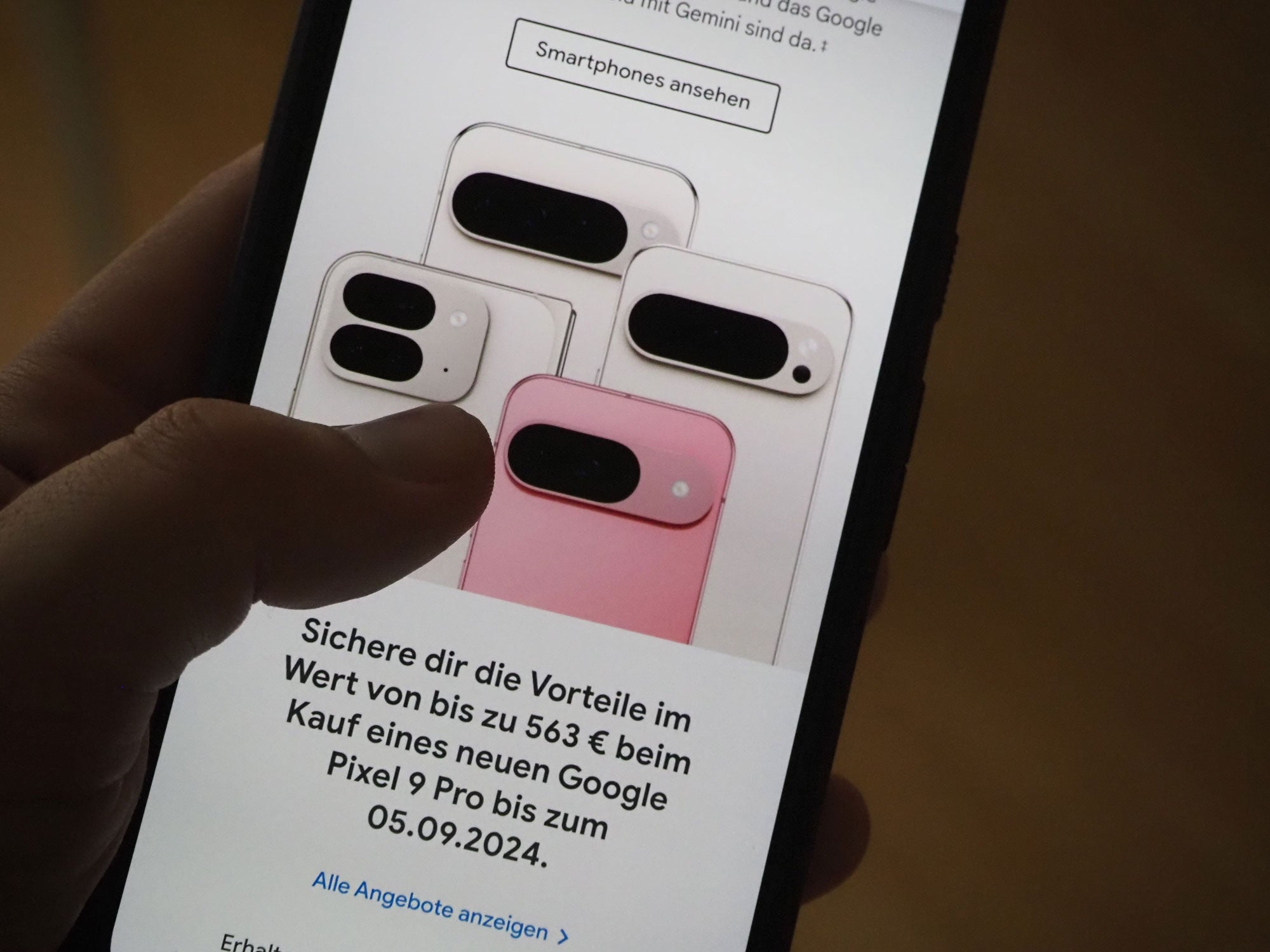Google Pixel 9: Vorbesteller-Aktion auf einem Smartphone