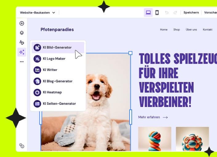 Website-Baukasten von Hostinger ab Beispiel eines Hunde-Accessoire-Shop