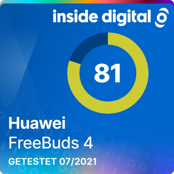 Testsiegel der Huawei FreeBuds 4 mit 81 von 100 Prozent