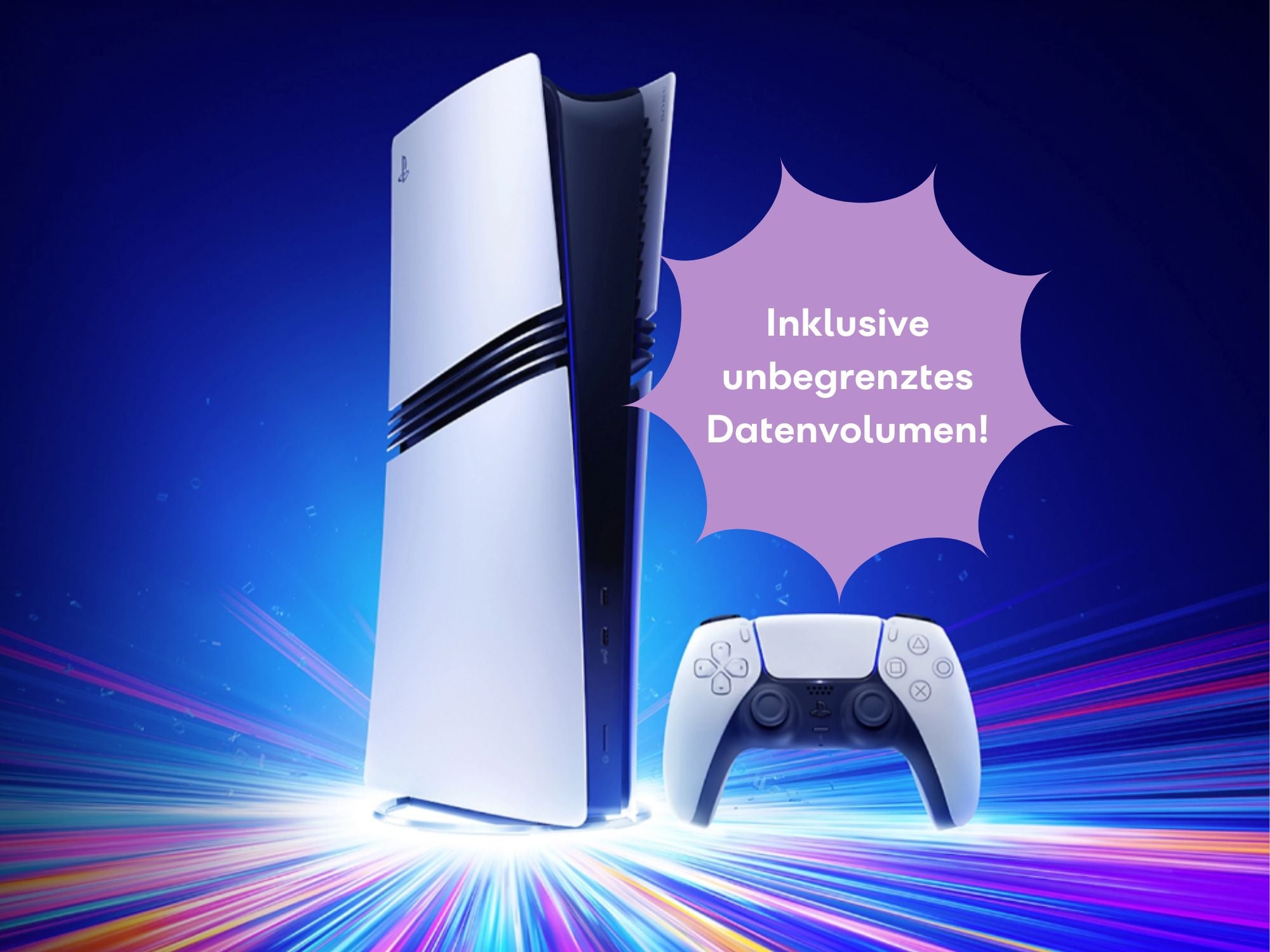 Die PS5 Pro vor einem blauen Hintergrund