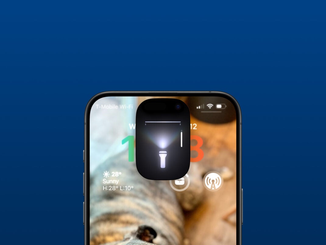 In iOS 18 können Sie jetzt die Breite des Lichtkegels der Taschenlampe steuern