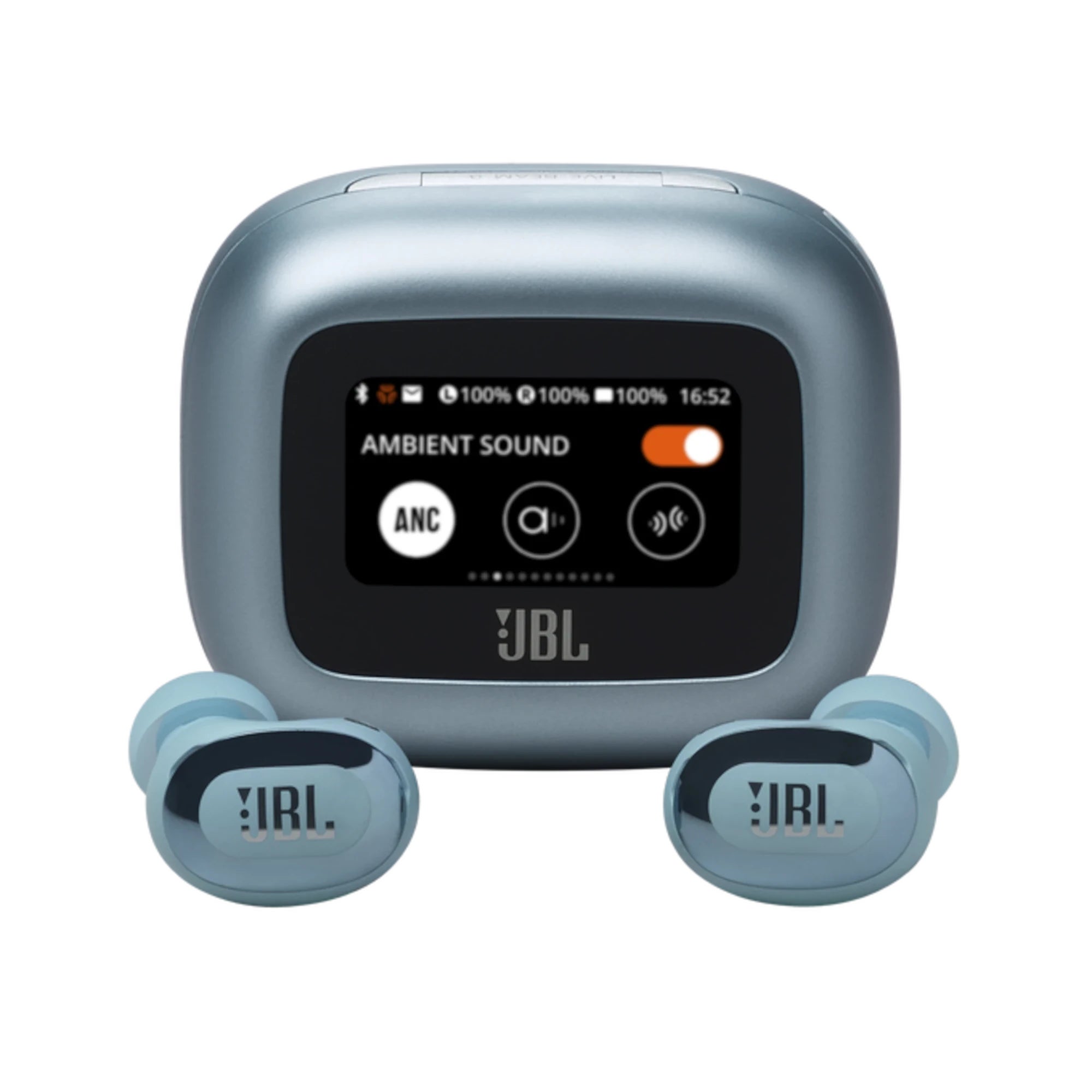 JBL Live Buds 3 Case und In-Ear-Kopfhörer von vorne