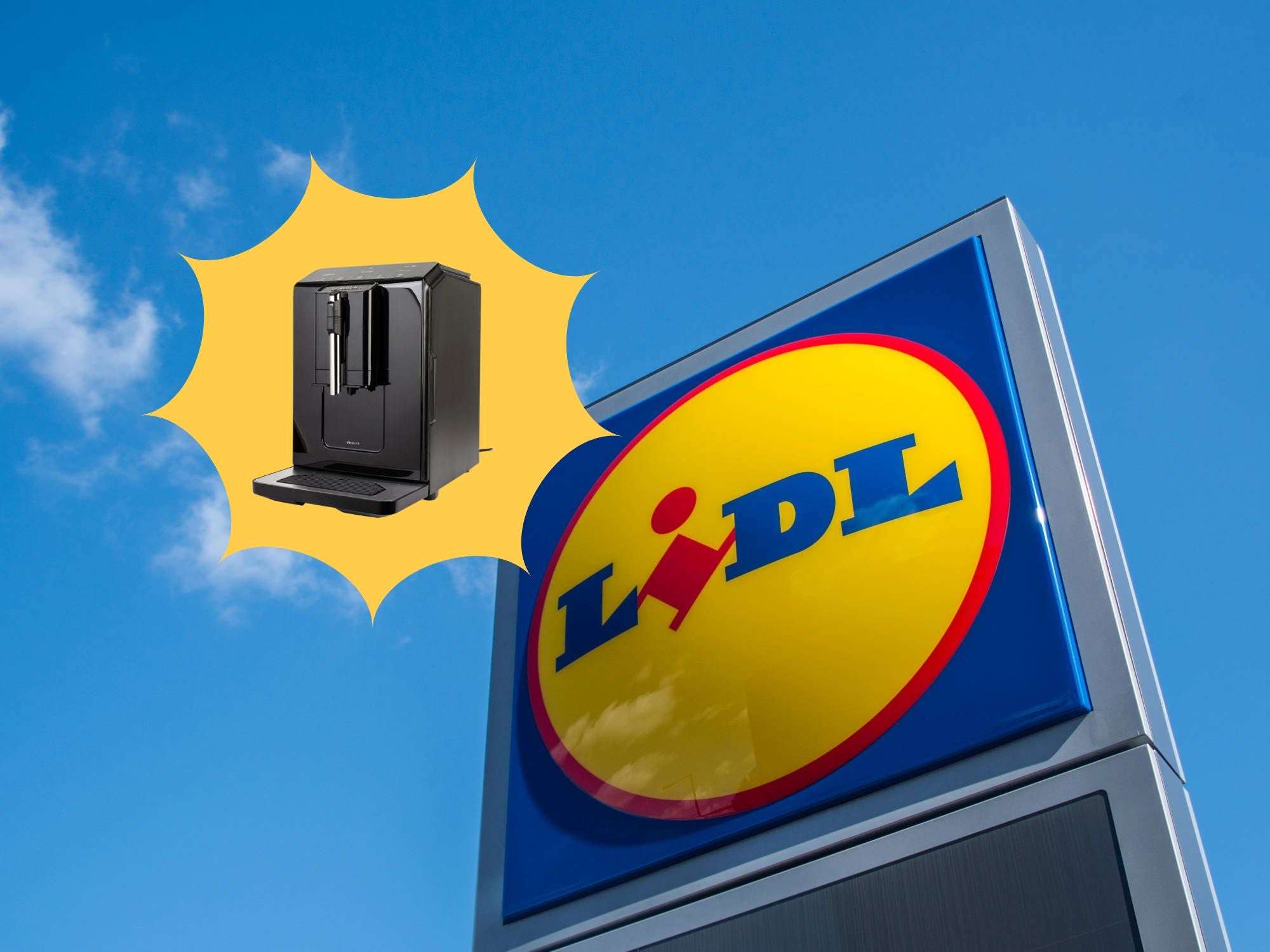 Lidl-Logo vor einem blauen Himmel