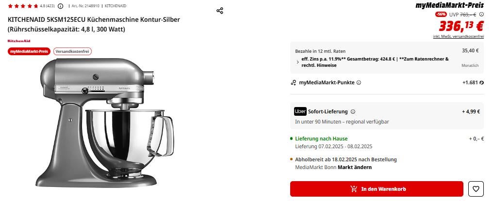 KitchenAid-Angebot im Online-Shop von MediaMarkt