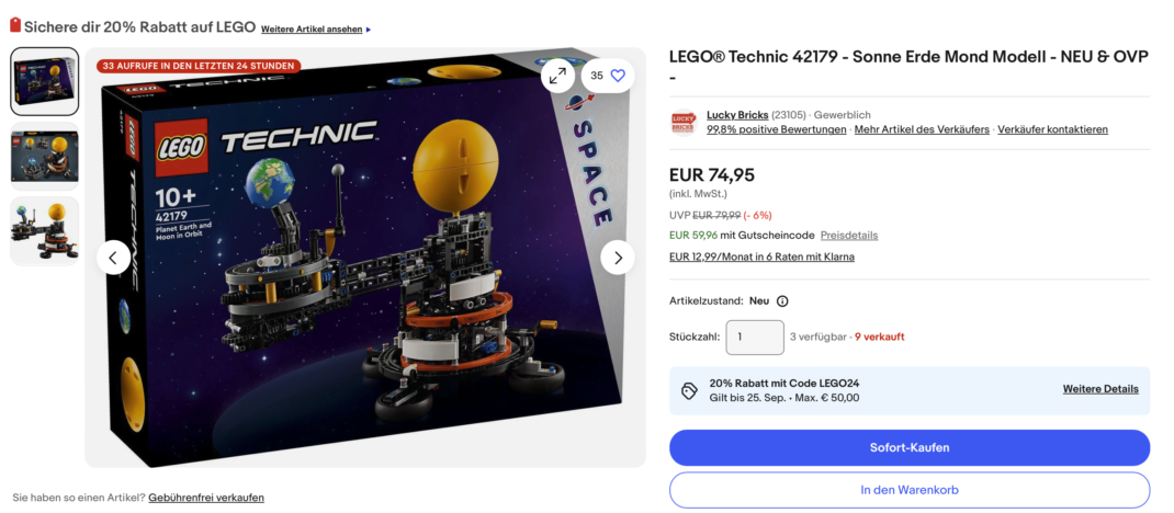 LEGO Technic 42179 - Sonne Erde Mond Modell bei eBay