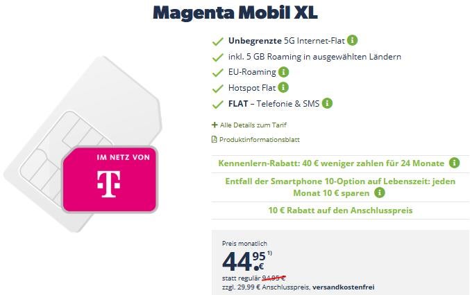 Telekom Magenta Mobil XL Angebot bei Freenet