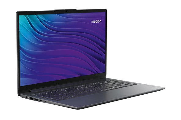 Medion Laptop E15435 geöffnet in der Frontansicht.