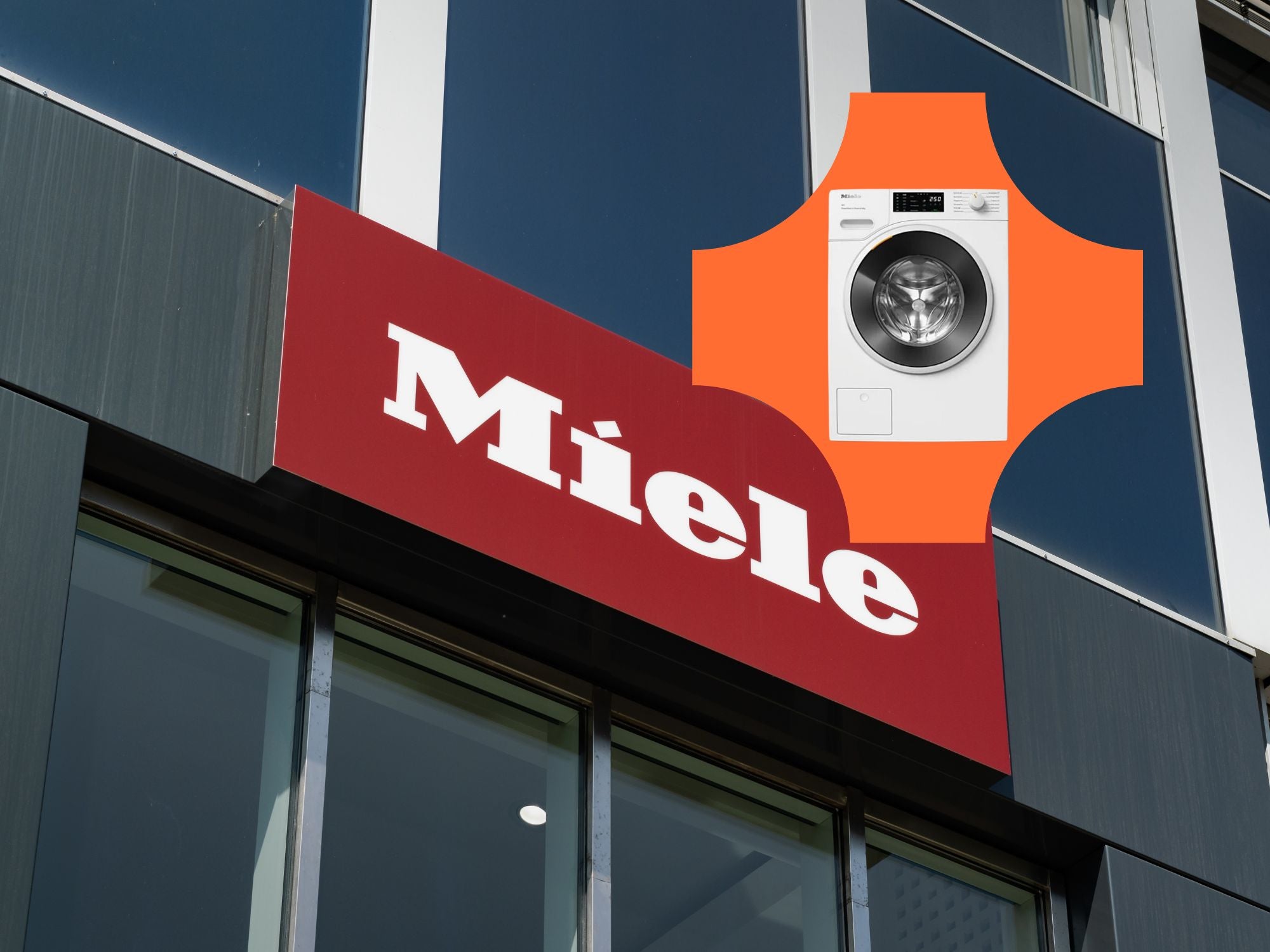 Miele-Logo und Waschmaschine