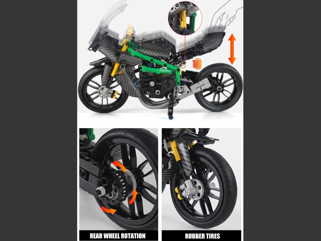 Foto: Klemmbaustein Mould King Kawasaki H2R (23002)