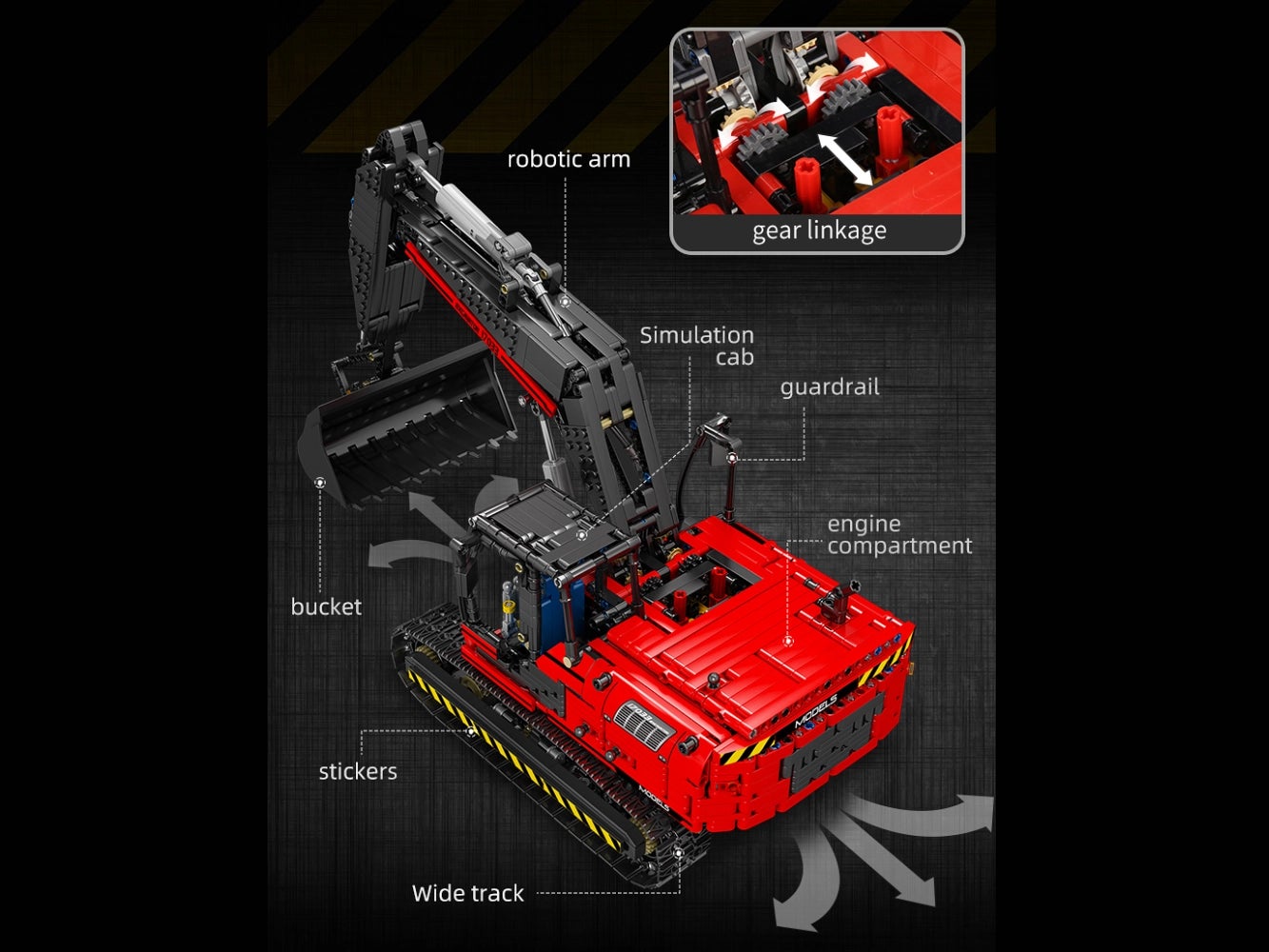 Foto: Klemmbaustein Mould King RC Roter mechanischer Bagger (17033)