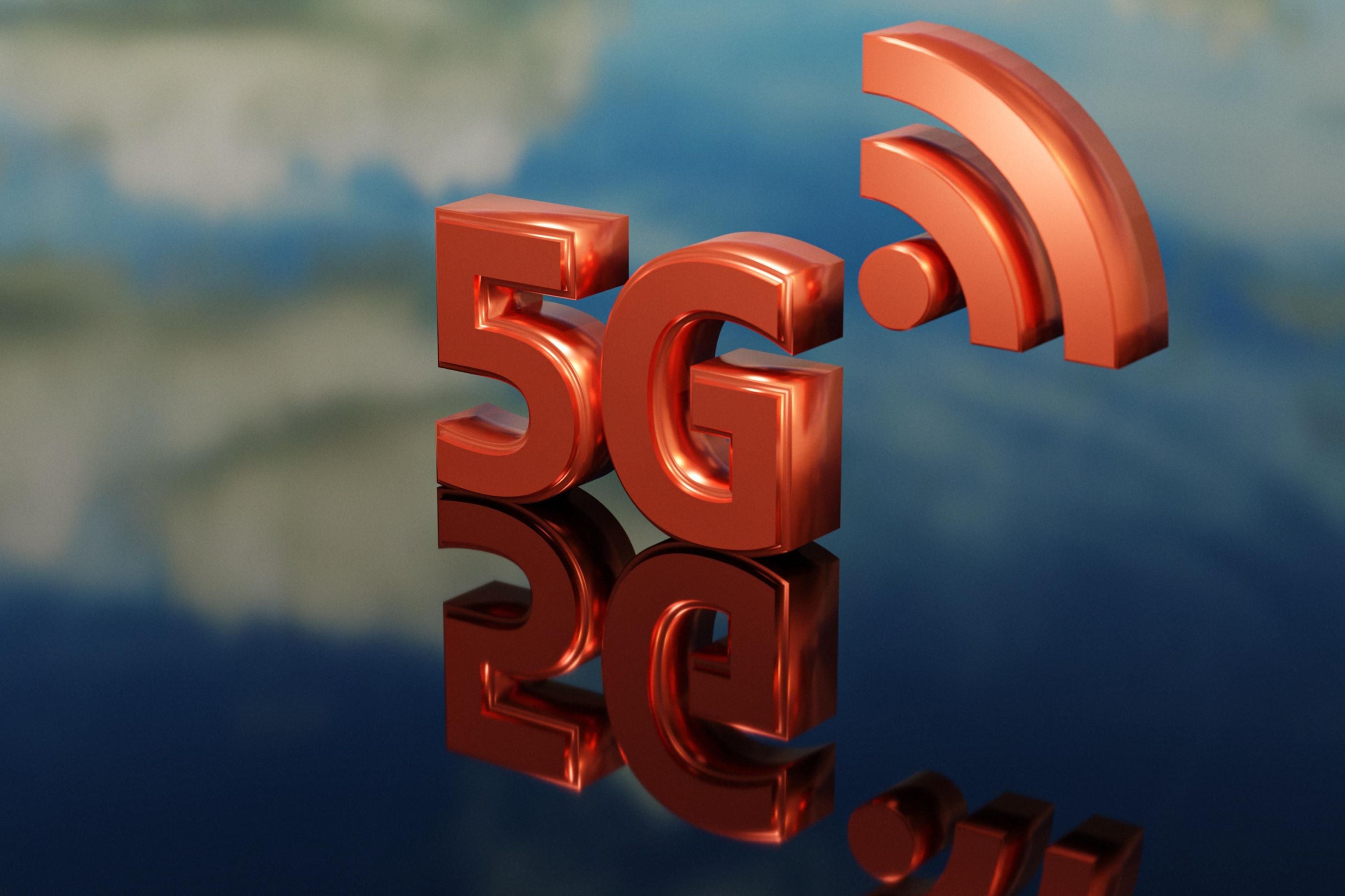 Ein 5G Logo mit einem Empfangs-Logo