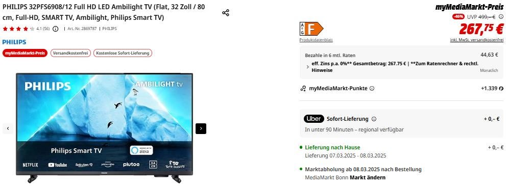 Ambilight-Fernseher von Philips bei MediaMarkt mit Rabatt