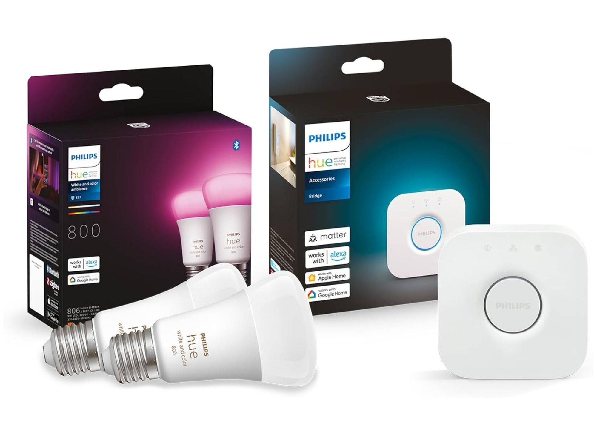 Philips Hue Starter-Pack mit Bridge und zwei Leuchten