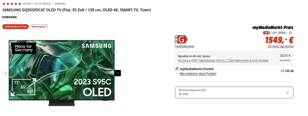 Samsung 4K-TV MediaMarkt-Preis