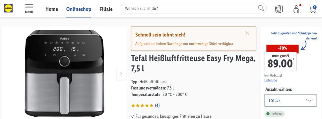 70 Prozent Rabatt bei Lidl