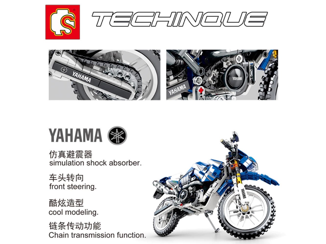 Foto: Klemmbaustein Sembo Mechanical Password - Blue Yamaha Motorcycle Technic (701702)