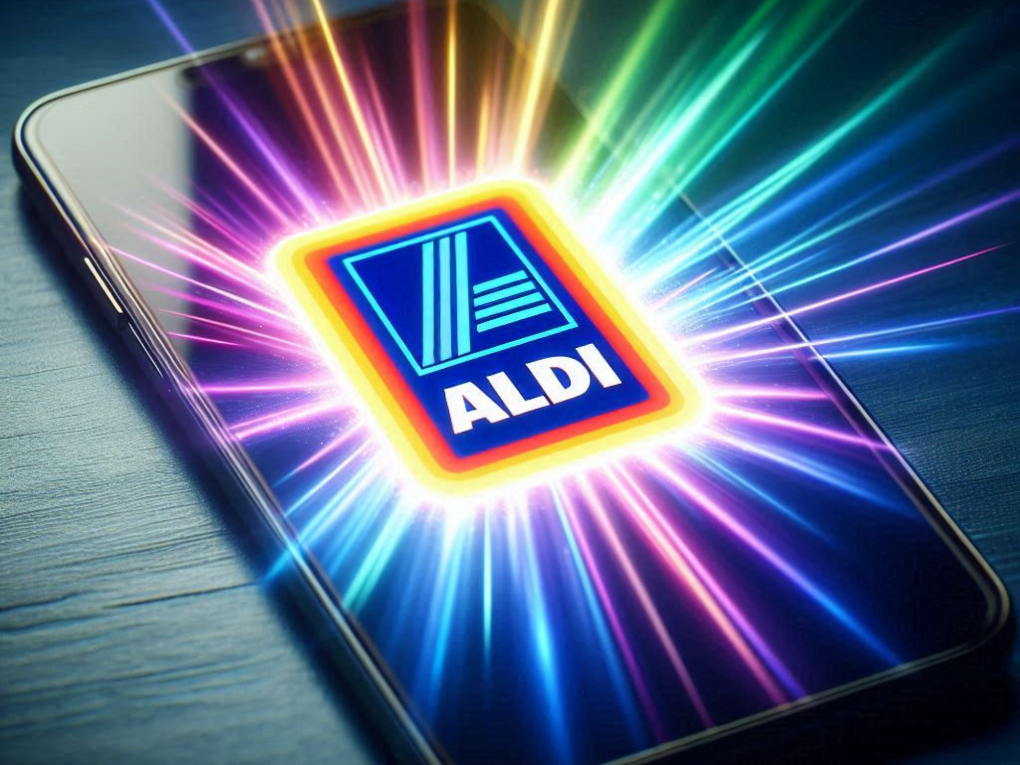 Strahlendes Aldi-Logo auf einem Smartphone