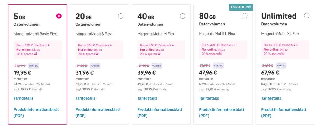 Telekom MagentaMobil Tarife mit Rabatt in der Übersicht