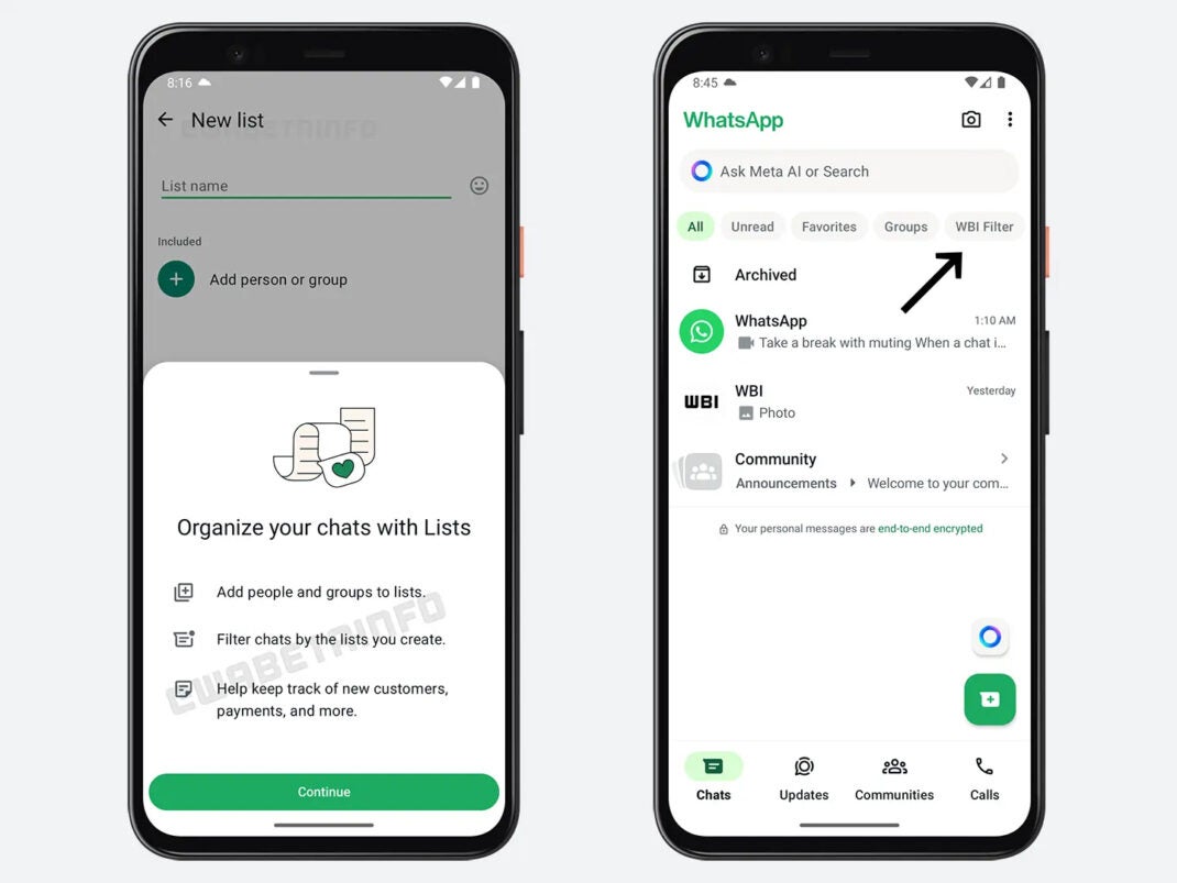 WhatsApp testet Filter und Listen für den Messenger