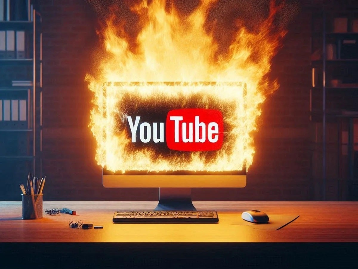 YouTube logo on a monitor